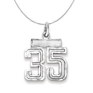 Silver, Varsity Collection, Small D/C Number 35 Necklace - 20 In